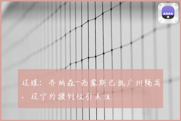 辽媒：乔纳森-西蒙斯已抵广州隔离，辽宁外援到位引关注